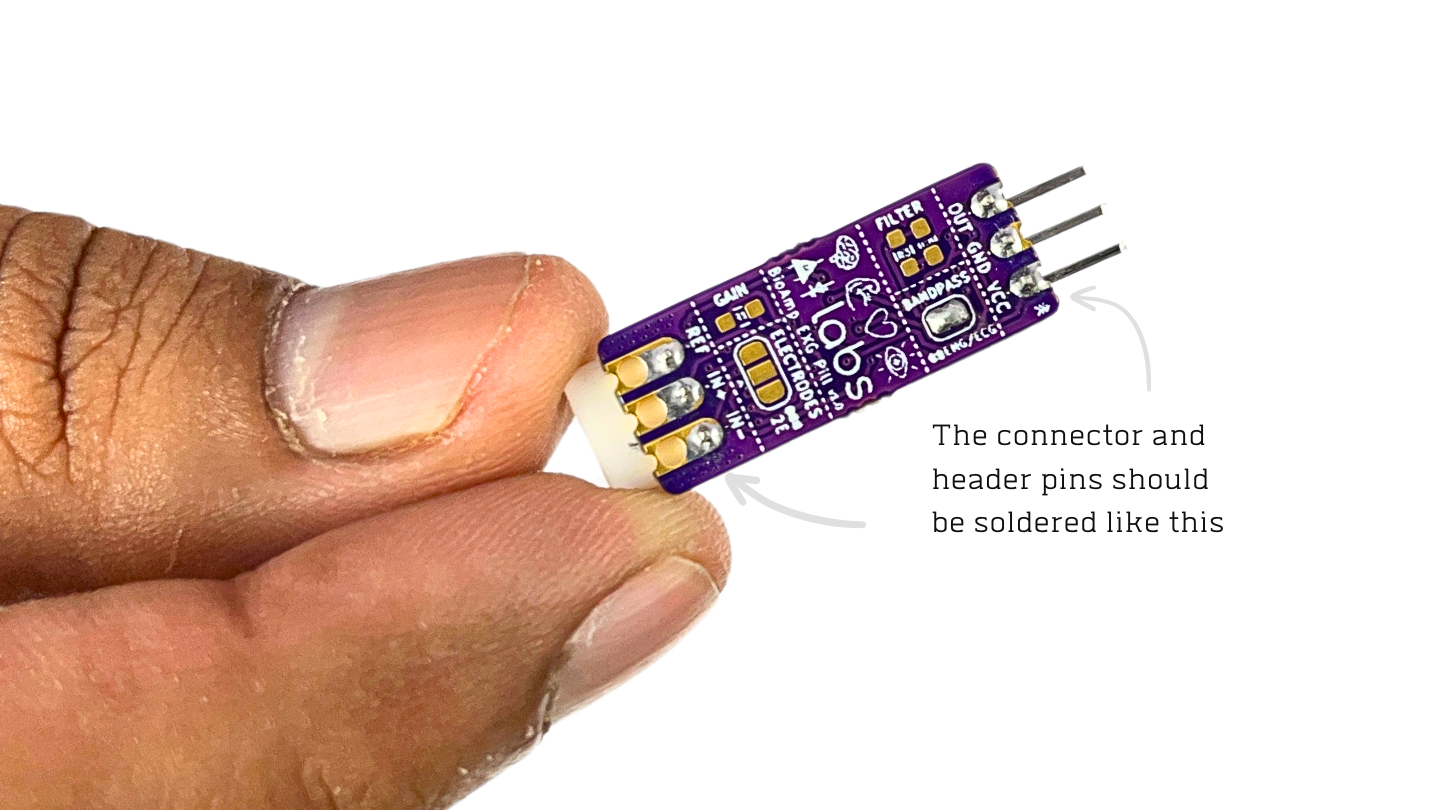 Setelah menyolder, BioAmp EXG Pill harus terlihat seperti ini